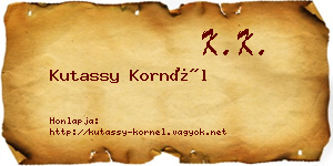 Kutassy Kornél névjegykártya