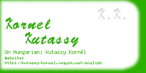 kornel kutassy business card